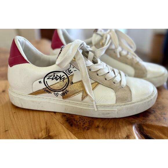 Zadig & Voltaire Shoes - Zadig & Voltaire Women's Tennis Sneakers White Leather Size 37